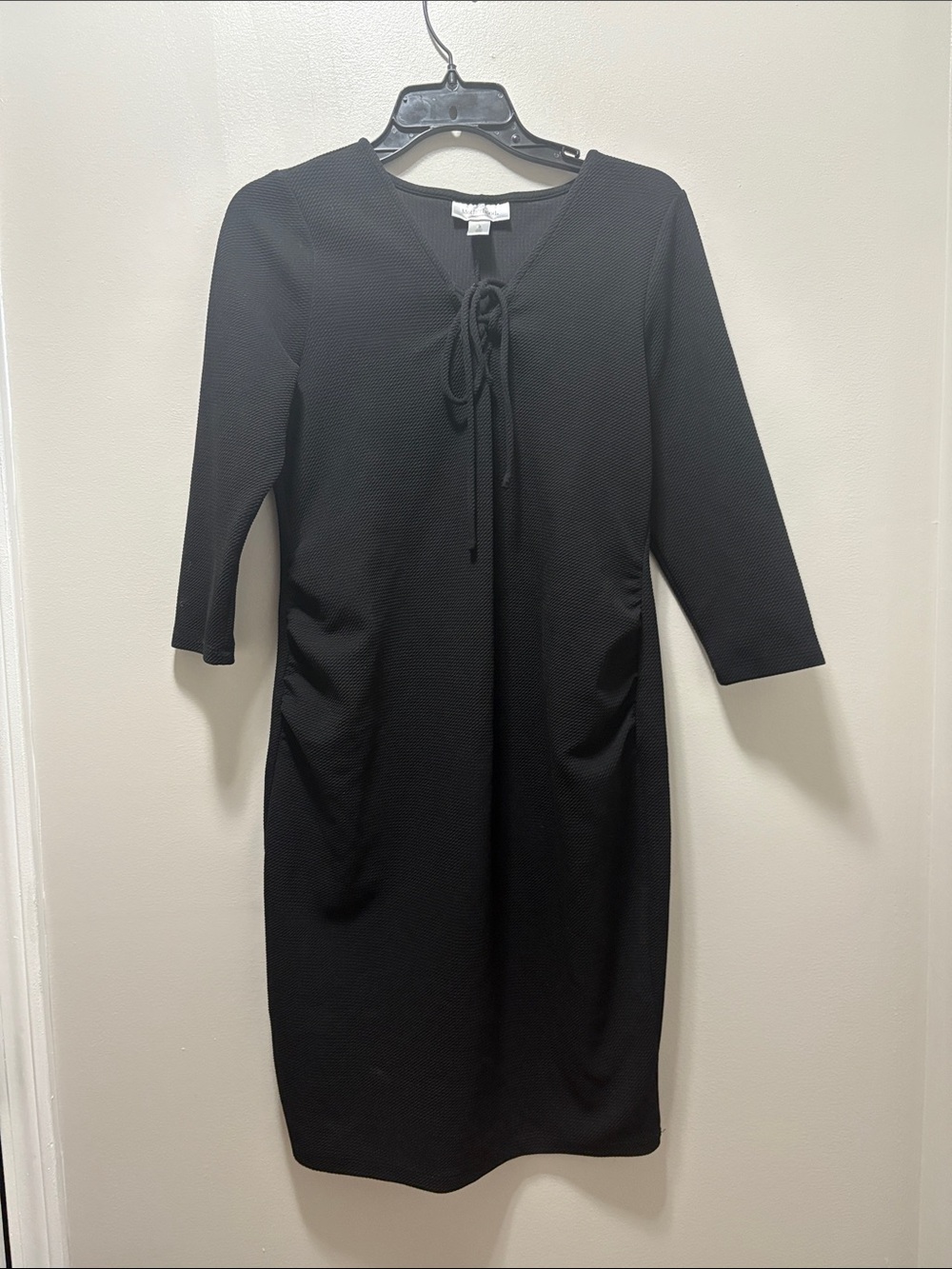 Motherhood Maternity Black Tie-Front Midi Dress